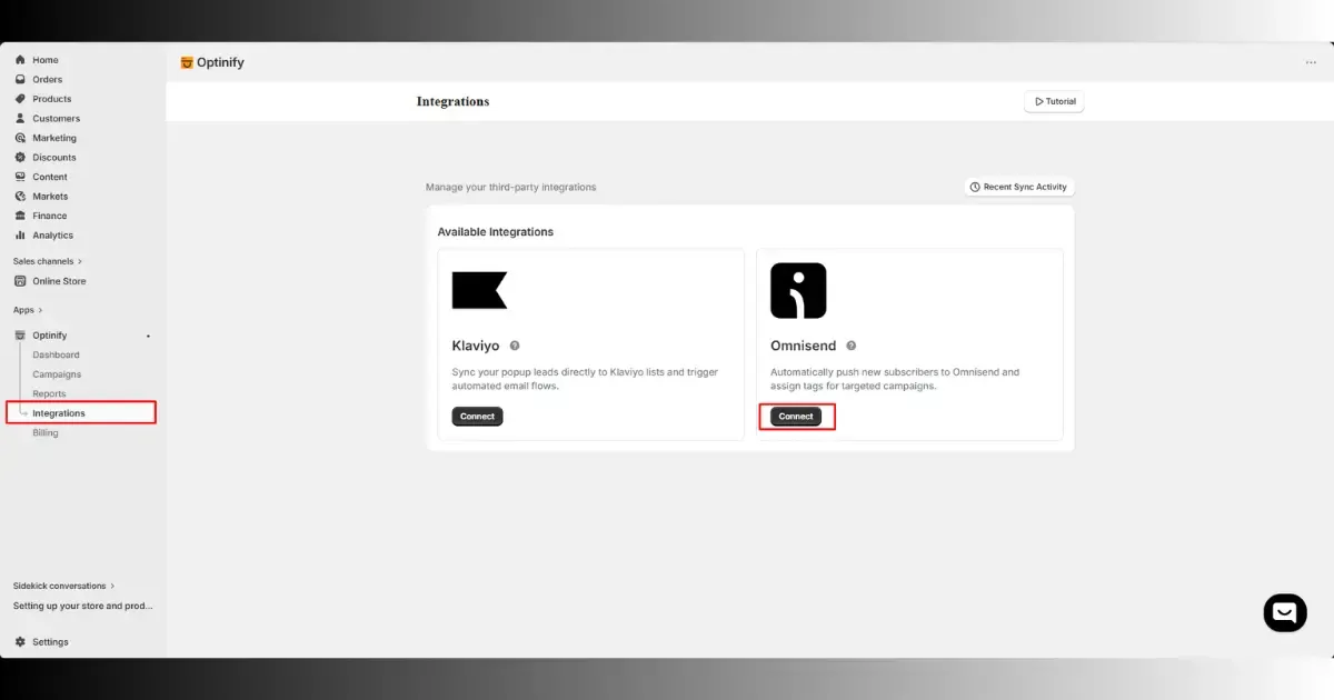 Integrate Omnisend with Optinify